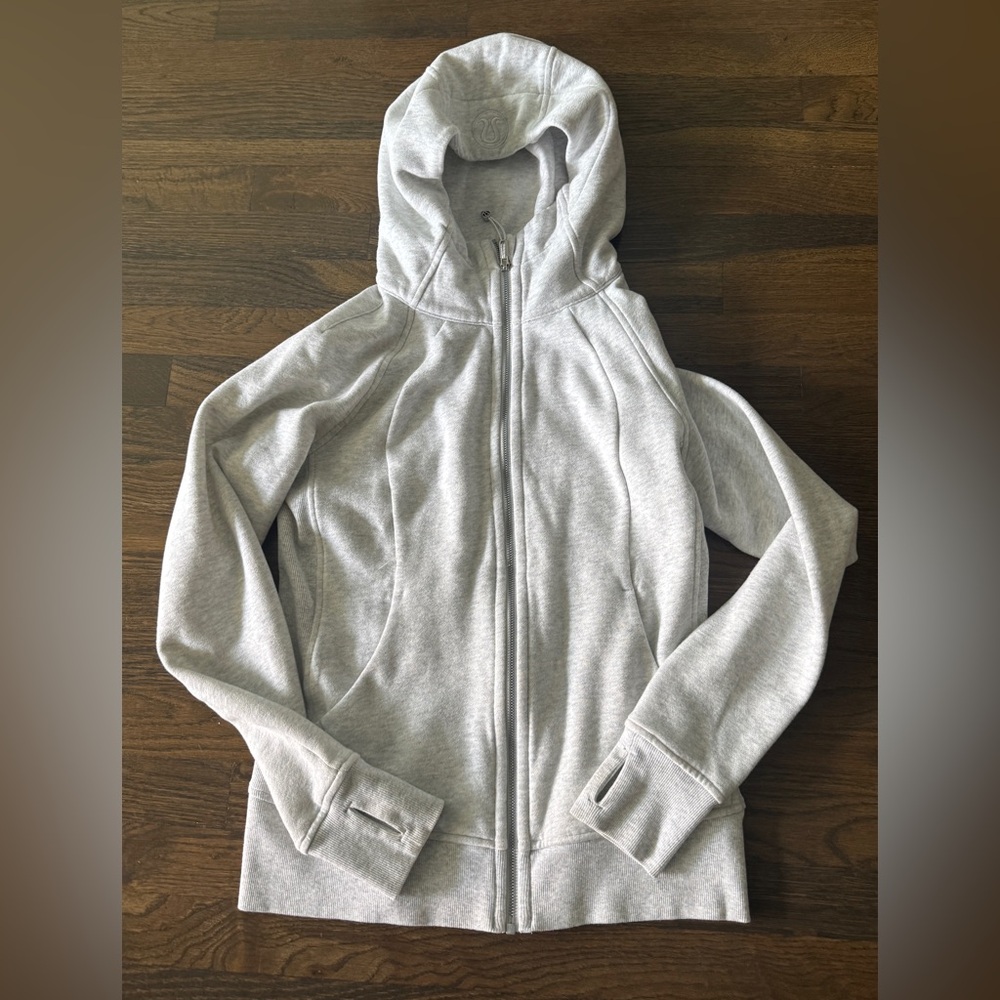 Lululemon Scuba Full-Zip Hoodie, Heathered Light Grey, Size 8